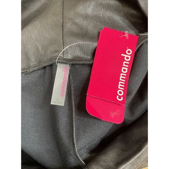 Commando Black Faux Leather Wide Leg High Waist Pull On Pants Size Large NWT - Picture 9 of 9